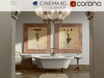 Corona - C4D Scene files - African Classic Bathroom Interior 3D model