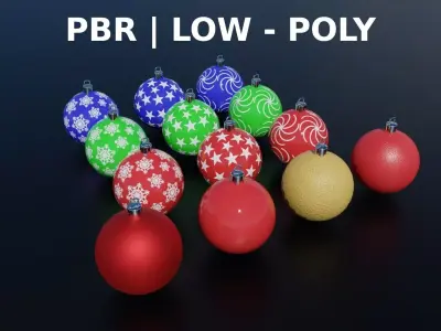 Christmas Balls Low-poly 3D model