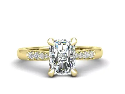 Engagement ring Lara radiant 3D print model