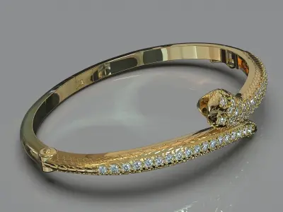 Gold Snake Braclet with Diamonds 3D print model