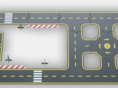 RAVUNGE 23-piece car track set Low-poly 3D model