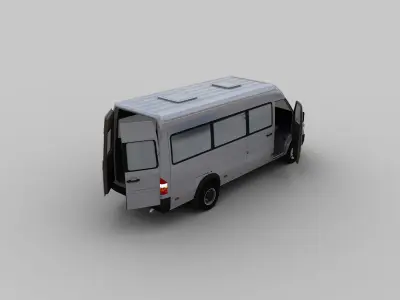 Mercedes Sprinter With Interior Low-poly 3D model