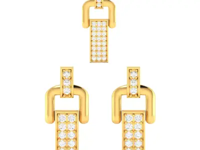 Women Pendant Earrings Set 3dm stl FBX OBJ Render Detail 3D print model