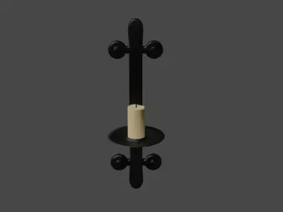 Game ready simple low poly wall candle stick holder Low-poly 3D model