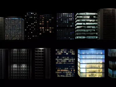 12 Low Poly Downtown Sky Scrapers Low-poly 3D model