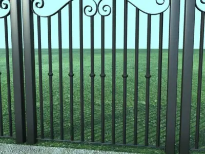Wrought Iron Fence 02 3D model