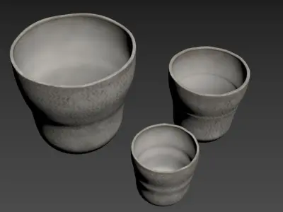 Tan White Ceramic Vase 3D model