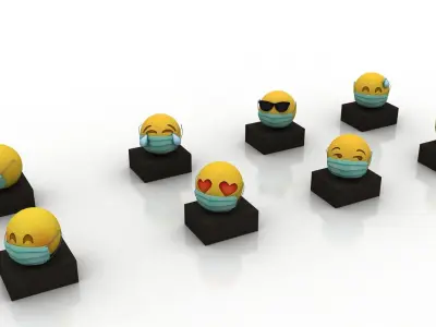 Emoji 3d ad for coronavirus  Low-poly 3D model