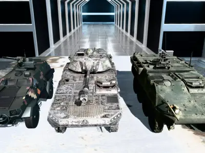 Military Vehicles Pack Tank 2 Armored Cars Game Ready 3D Models Low-poly 3D model