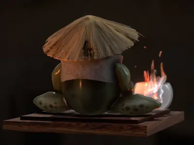 Meditation frog from Japan  3D model