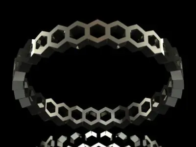 Hexagon Honeycomb Golden Band Ring 3D print model
