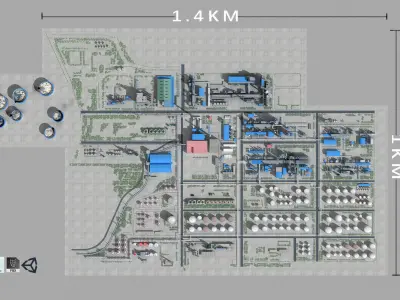 Refinery oil Low-poly 3D model