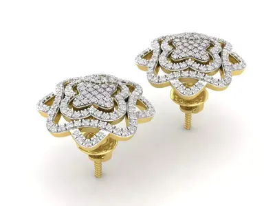 AV 320 Ladies Cluster Flower Micro Pave Stud Earrings 3D print model