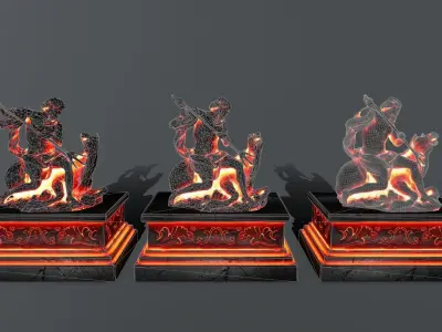 Neptune Statue Low-poly 3D model