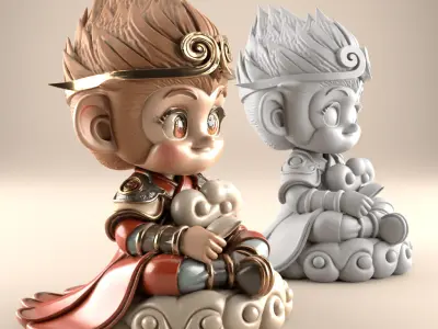 Charming Monkey King 3D STL Model for Fun Decor 3D print model