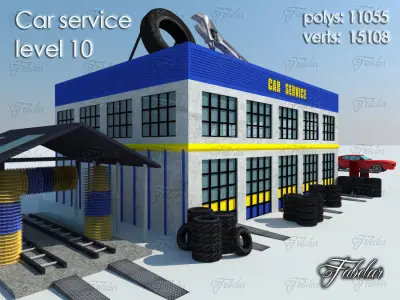 Car service level Low-poly 3D model