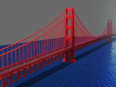 Golden Gate Bridge Low-poly 3D model