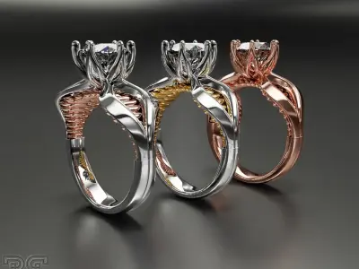 Luxury diamond engagement ring unique design 3D print model
