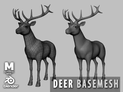 Deer Basemesh Low-poly 3D model