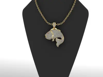 Golden Fish Hip Hop Diamond Necklace 3D print model 3D print model