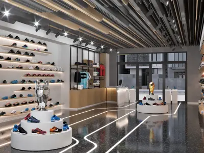 Sport Shoes Store For Cinema 4D shoes shop Low-poly 3D model