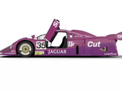 Jaguar XJR-9LM Le Mans Silk Cut Racing 1988 HQ 3d model 3D model