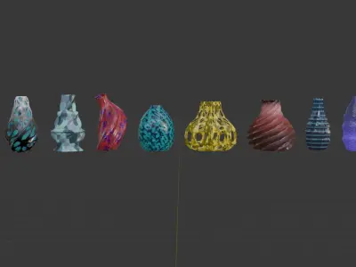 Pack of 10 3D Vases 3D model