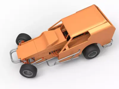 Vintage Dirt Modified stock car V3 while turning Scale 1 to 25 3D print model