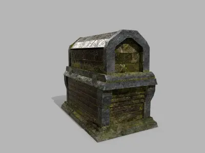 Chest old wooden box Low-poly 3D model
