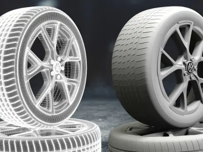 Volkswagen 2 car tyre 3D model