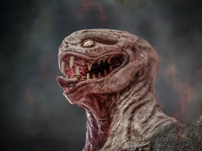Reptile Bust Sketch 3D model