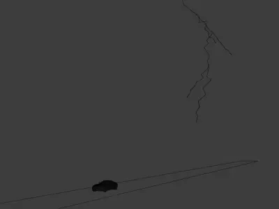 Lightining lightning bolt in night sky 3D model