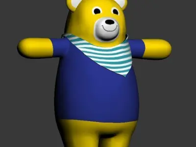 cartoon bear 3D model Low-poly 3D model