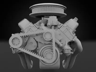 Big Block V8 - Single Carb 3D print model