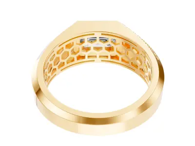 Man Signet Ring With Emerald 3D print model