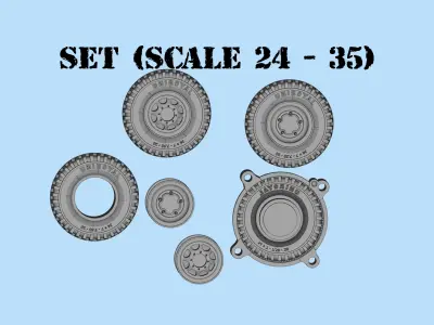 WWII German Kubel Wagen or Blitz Mold Rims Tires files 3D print model