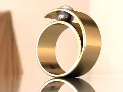 fingerring pearls Free 3D print model