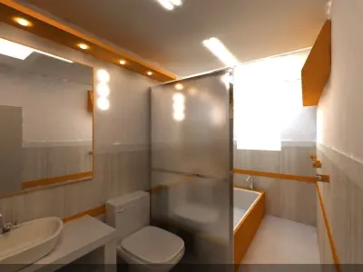 long bathroom design 3D model
