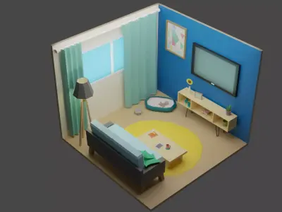 Living Room 12 Low-poly 3D model