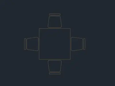 Dynamic Table with Chairs Block - Adjustable Size and Seating 3D model
