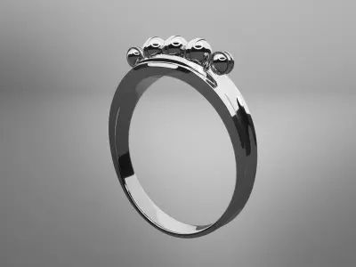 Ring-silver silver ring with diamonds 3D model