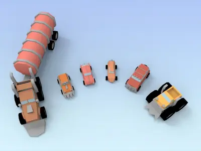 Low Poly Raider Cars Low-poly 3D model