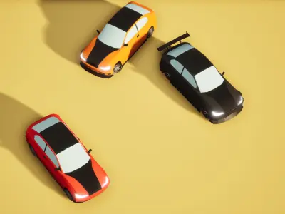 Low Poly Car 3 Body Kits Low-poly 3D model