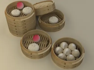 Chinese bamboo steamer  3D model