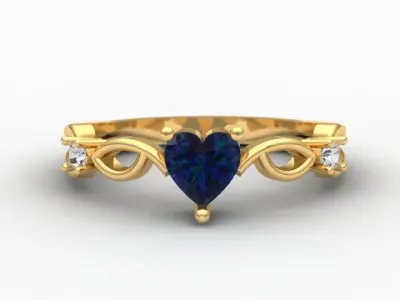 Heart of the Ocean  Gold Alexandrite and Diamond Accent Ring 3D print model