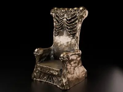 A throne of skulls Low-poly 3D model