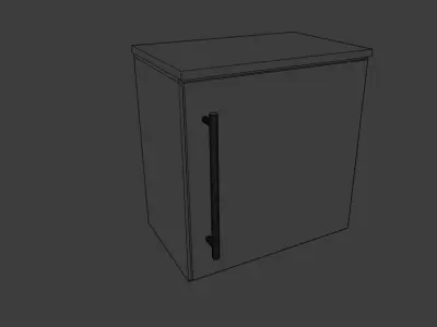 Low Poly Kitchen Set cabinet with doors and drawers Free 3D model