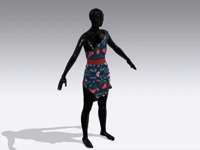 Woman Cloth Dress Low-poly 3D model 4