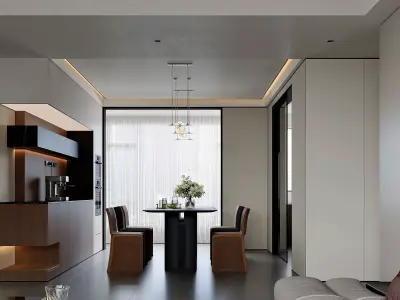 Modern luxury living room and dining room 3D model