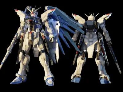 FREEDOM GUNDAM Realistic Texture Rigged with decal 3D model Low-poly 3D model